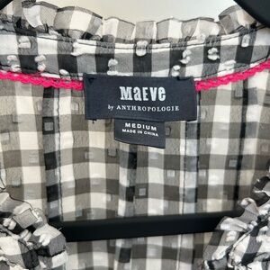 EUC Maeve Anthropologie black gingham blouse size Medium